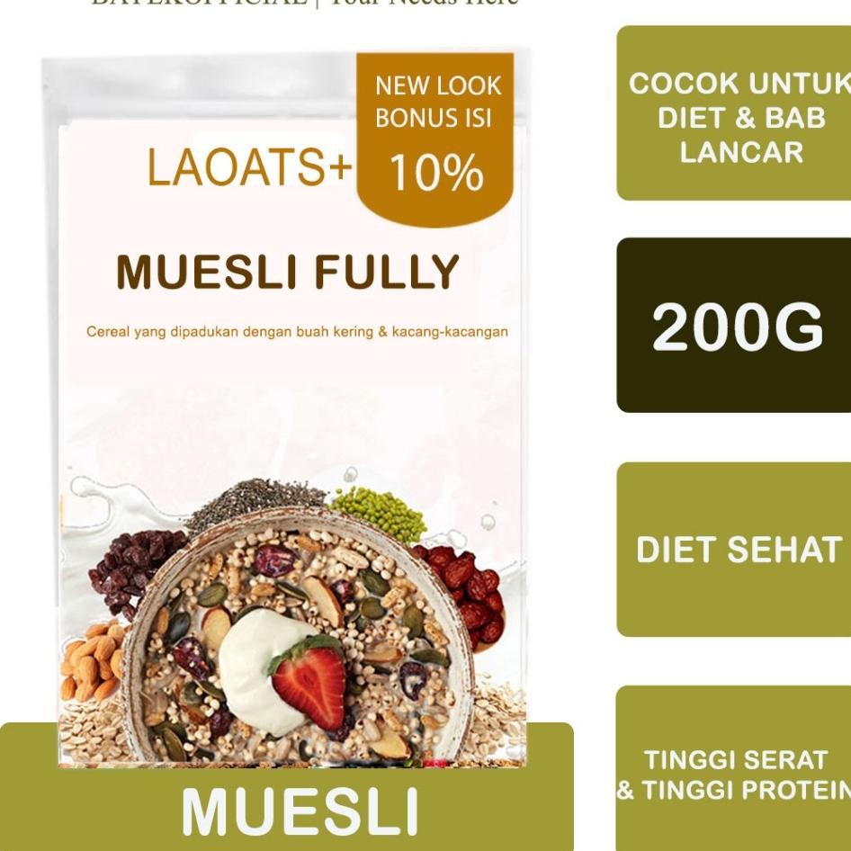 

Muesli 1Kg Susu Bubuk Low Fat Penurun Berat Badan Badan Low Fat Muesli Dried Fruit Laoats