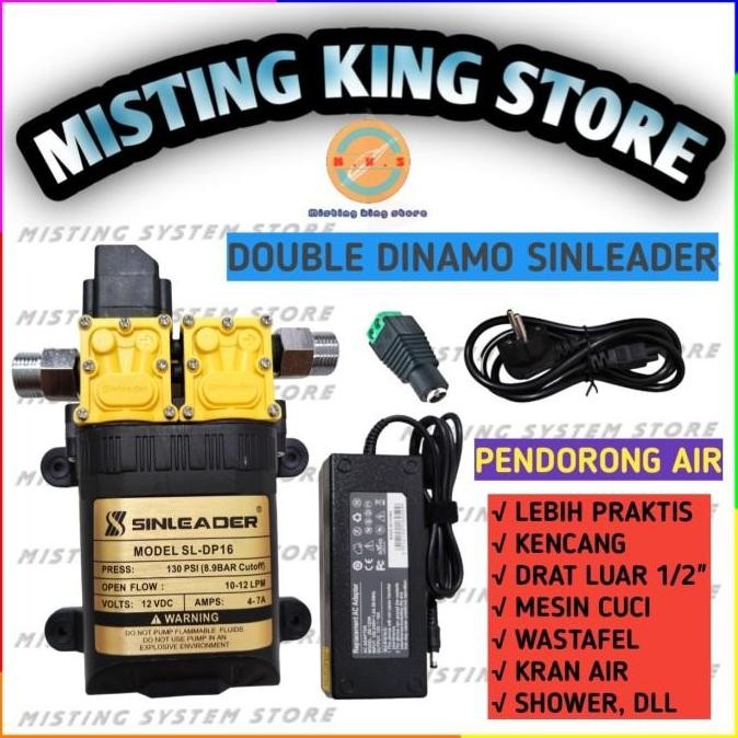 Paket Dinamo Double Pump Pompa Dc 12V Sinleader Pendorong Air Booster