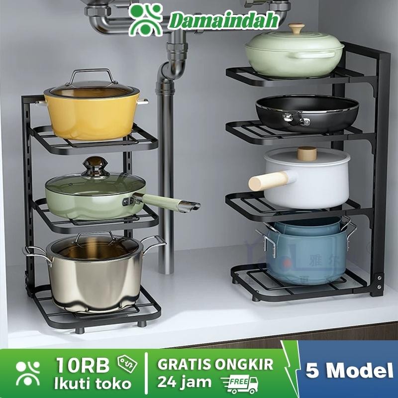 Rak Susun Bawah Wastafel Rak Tingkat Dan Beroda Rak Penyimpanan Adjustable Peralatan Rumah Dapur