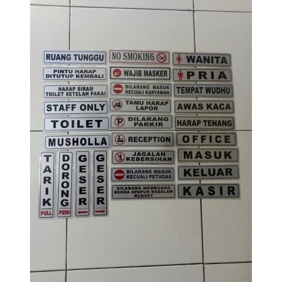 

Gh-6 Acrylic Plat Sign Label Tarik, Dorong, Geser, Musholla, Toilet, Masuk, Keluar, Kasir Dll Gh-6