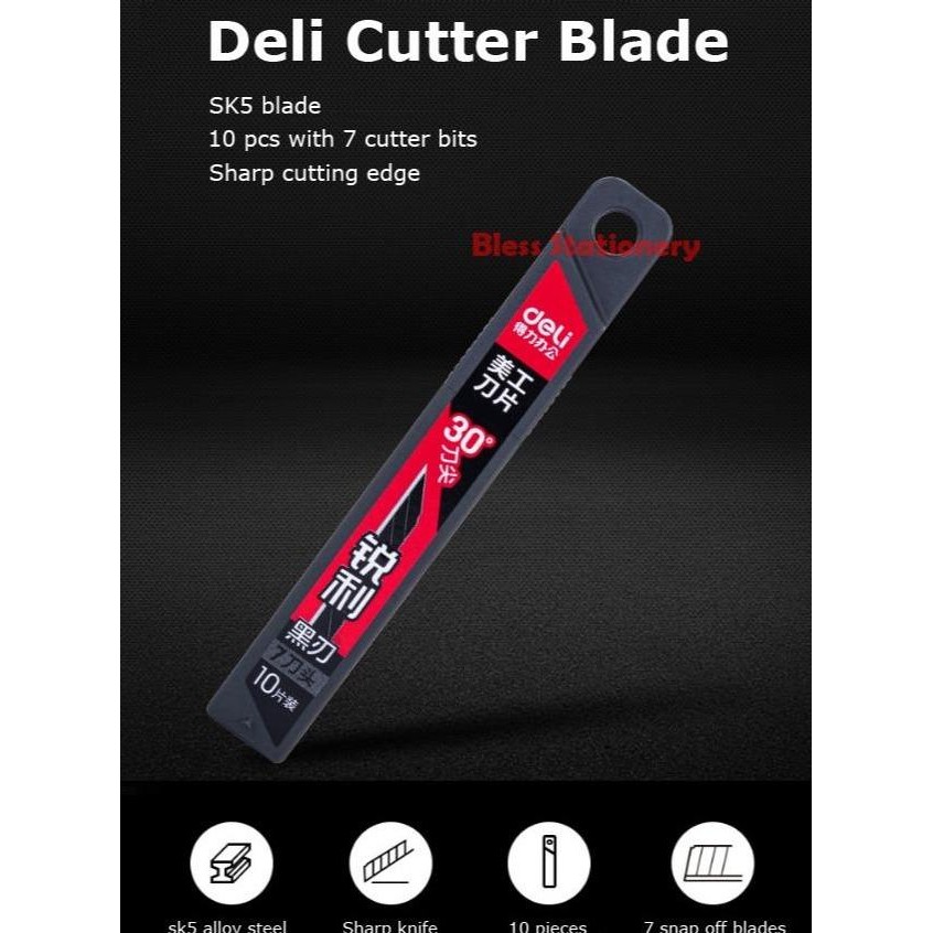 

Deli Isi Cutter 30 Derajat Hitam Isi Ulang Cuter Runcing Hitam Black 30 Degree Cutter Blade Refill Isi Silet Isi Kater
