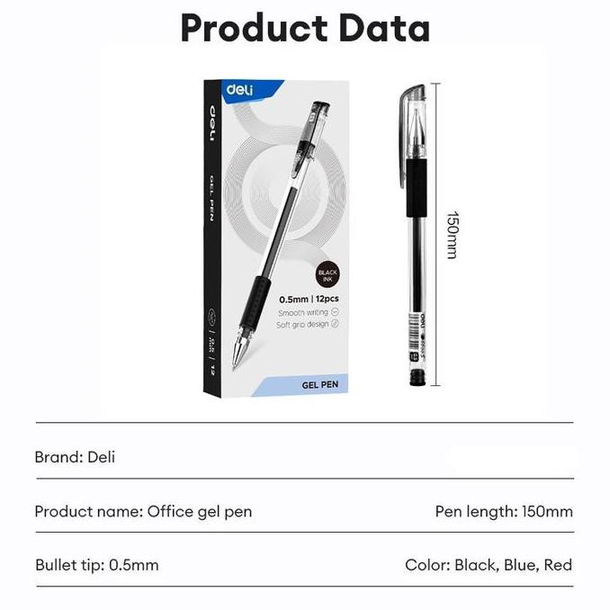 

Deli Pulpen Gel Pen 0.5 Mm Gel Ink Pen Gel Pena Gel Bolpoin Gel Ballpoint Gel 0.5Mm