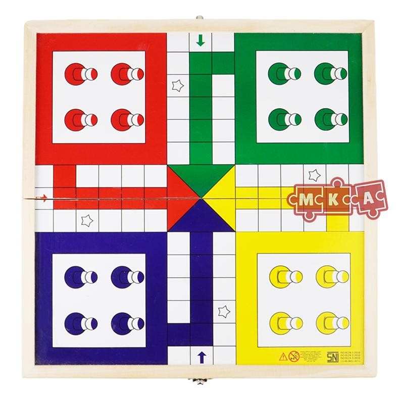 Mainan Anak Papan Permainan Ludo Kayu Pinus Besar Jumbo Game Edukasi Keluarga Family Games