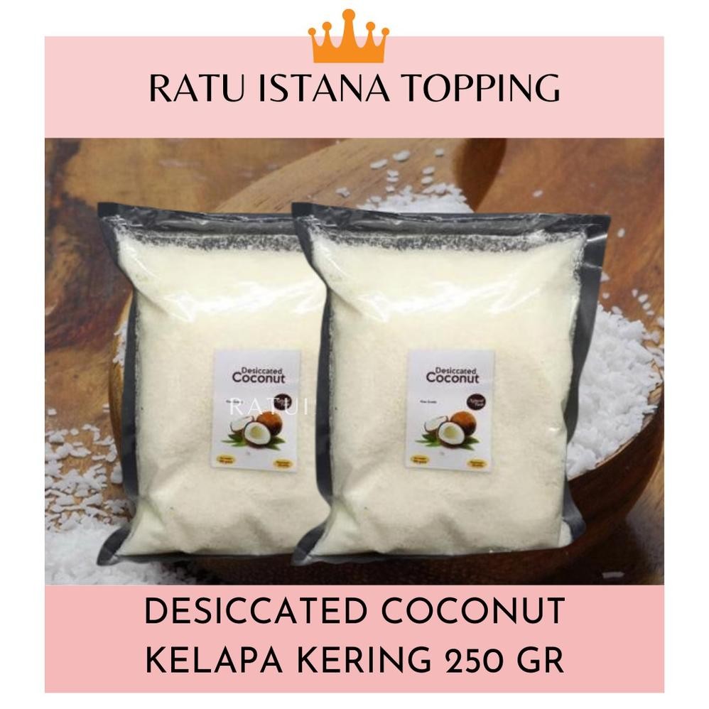 

KELAPA KERING HALUS 250 GR-DESICCATED COCONUT FINE-KELAPA KERING TOPPING DONAT Nugi