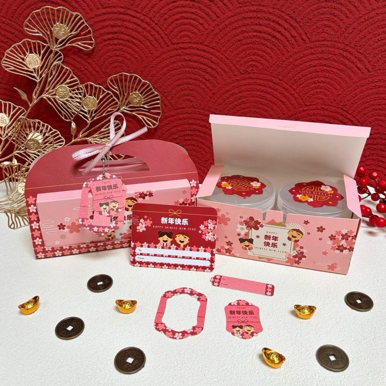 

5 Set Box Imlek XinXin 18.5x9.5x8cm 2 Toples 400 ml Hampers Imlek Nugi