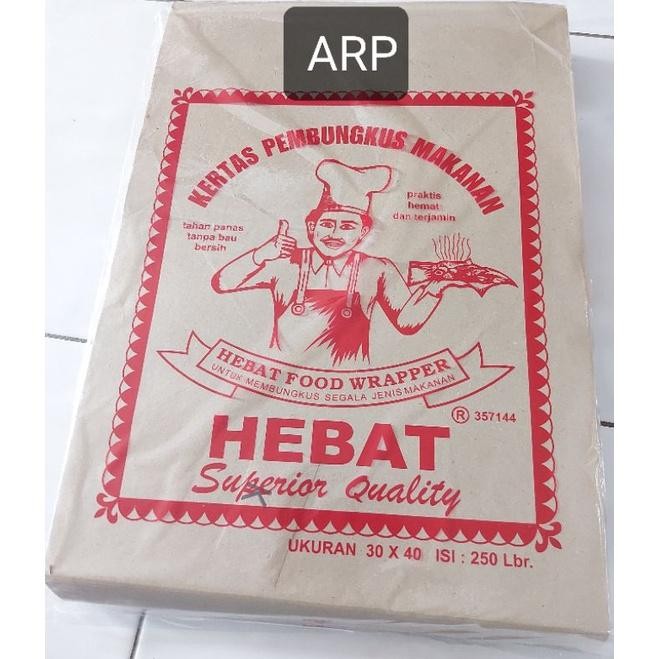 kertas pembungkus cap hebat - kotak merah/kertas nasi hebat besar/kertas nasi ukuran 30x40cm/kertas 