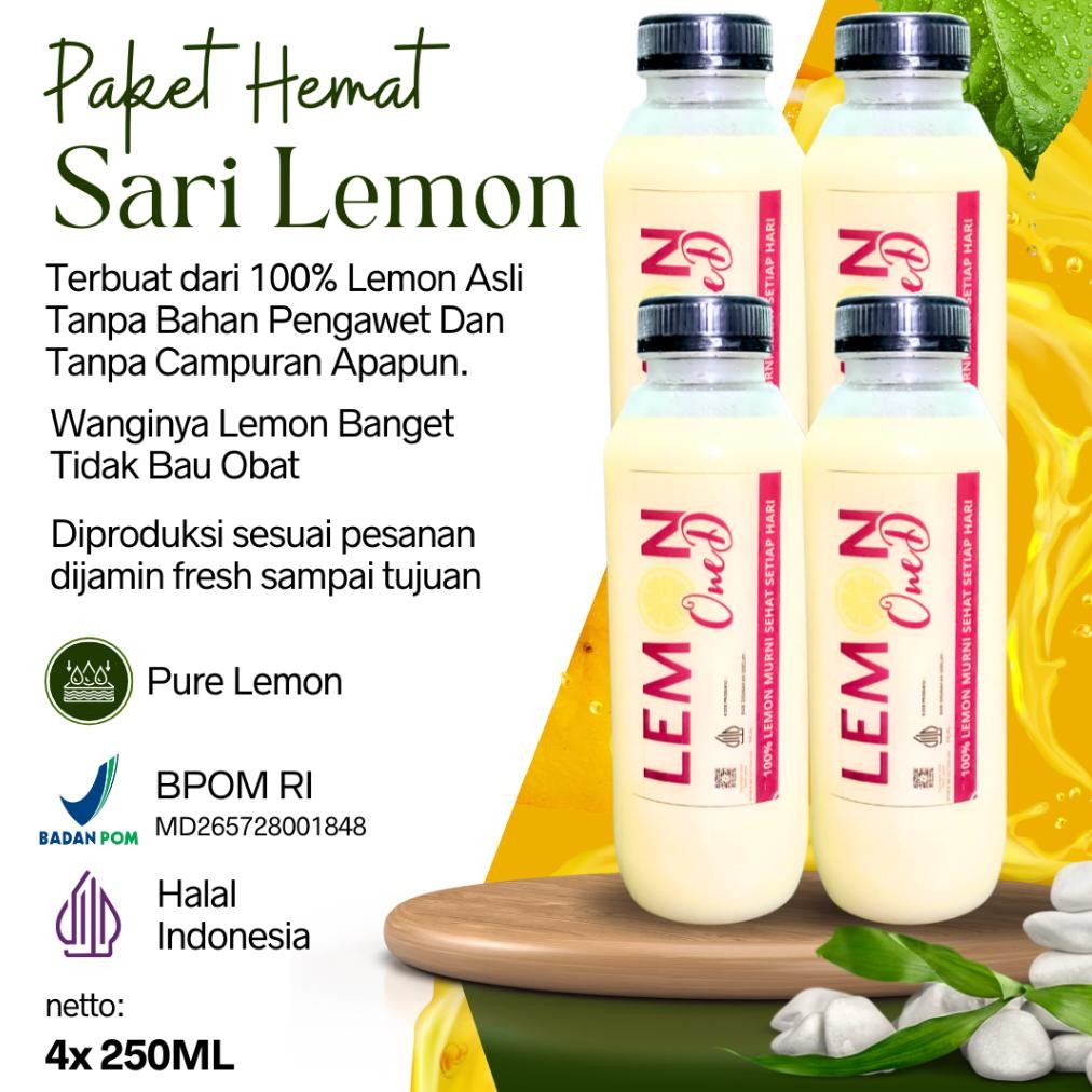 

PAKET 4 BOTOL Sari Lemon 250ML Murni Alami 100% Untuk Detoks Dan Diet Alami Nugi