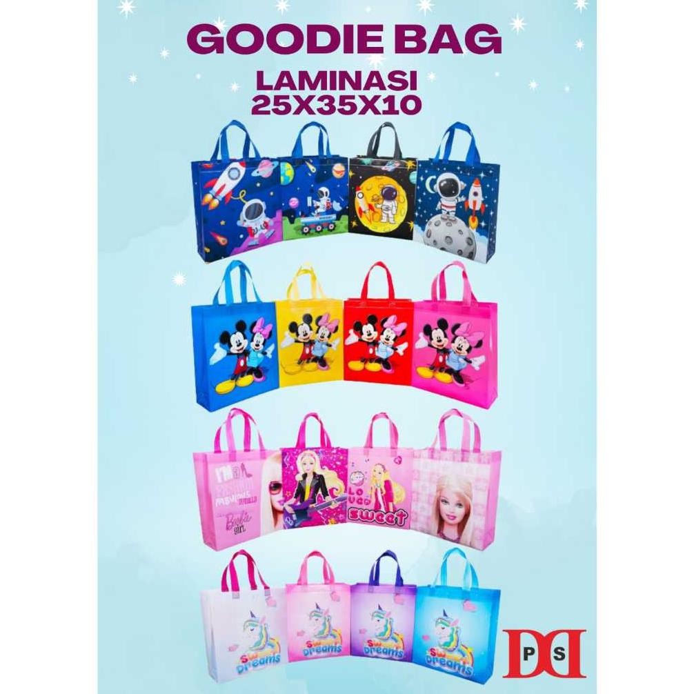 

Tas Spunbond Bahan Laminasi 25X35X10 Lipat Samping & Standing Harga PERLUSIN ISI 12PCS Nugi