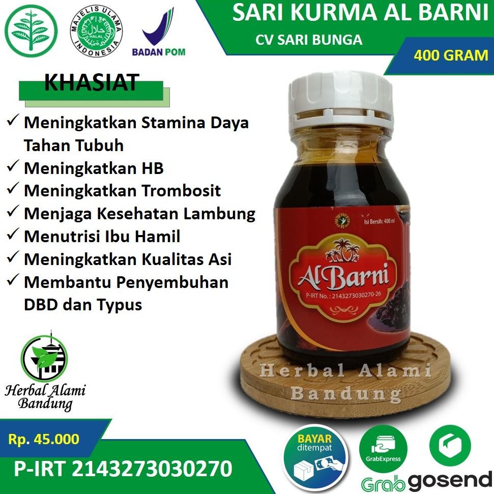 

Sari Kurma AL BARNI 400ml Menaikan HB dan Trombosit Memperkuat Rahim Nutrisi Hamil Menyusui Nugi