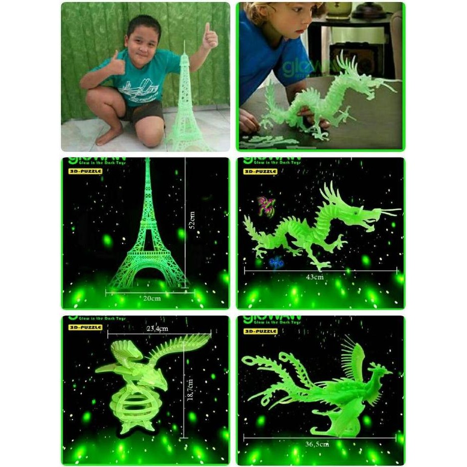 Mainan Puzzle 3D Glow In The Dark