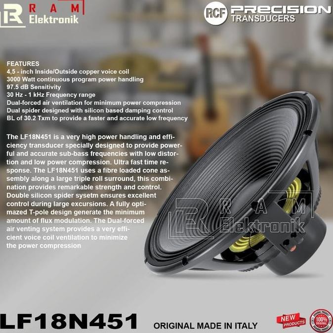 BEBAS ONGKIR - Speaker RCF LF18N451 Komponen 18 Inch Original Made In Italy