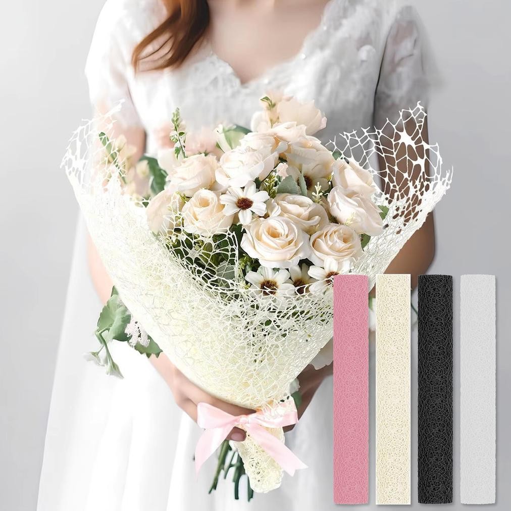

1 Roll Kertas Buket Jaring Snow Mesh kain Bahan Buket Supplies Square Mesh Roll Flower Wrapping Nugi