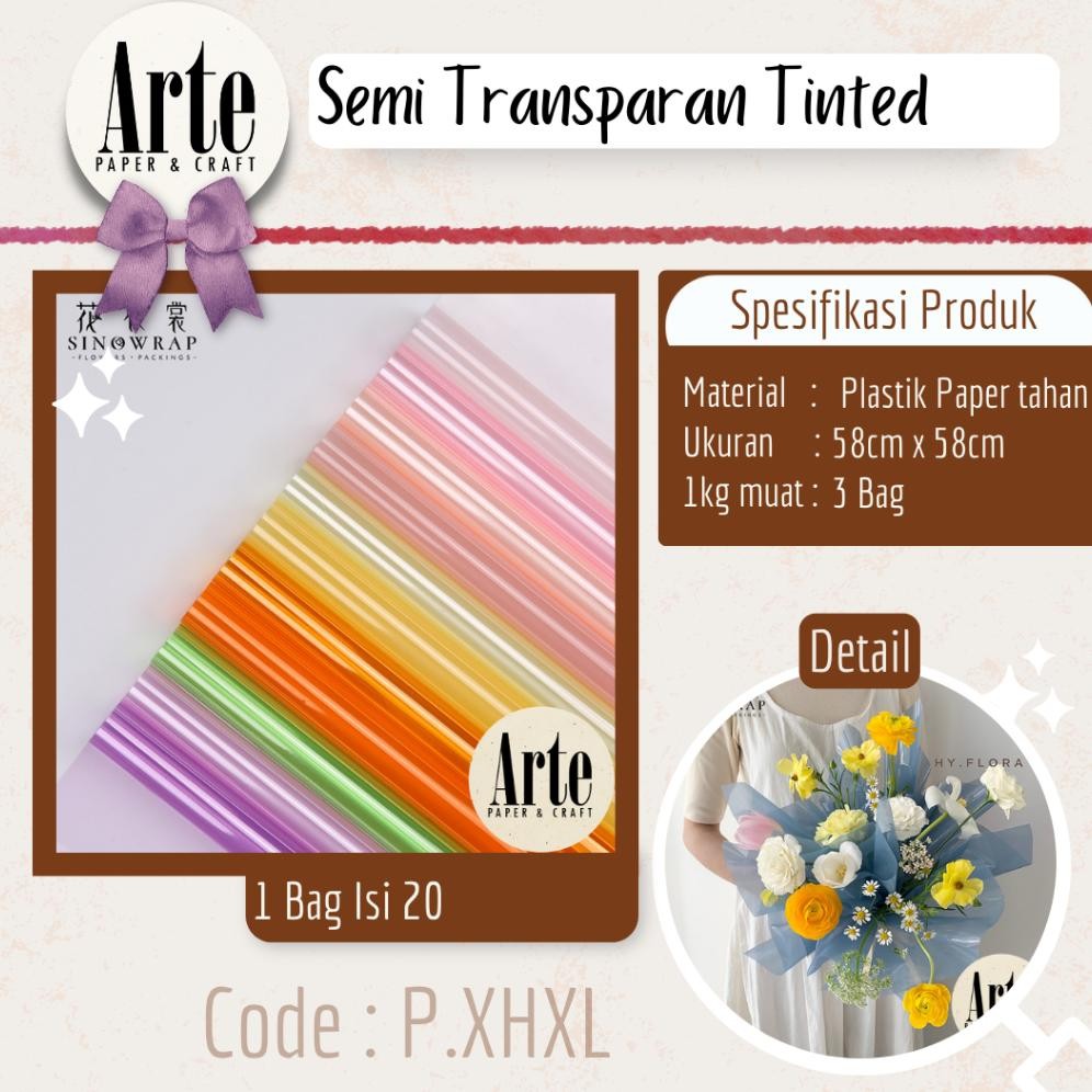 

20 Lembar kertas Buket Bunga Korean OPP Tebal Film Flower Wrapping Paper Sinowrap Calor Kado Arte Grosir Florist Supply Cellophane Semi Transparan Tinted P.XHXL Nugi