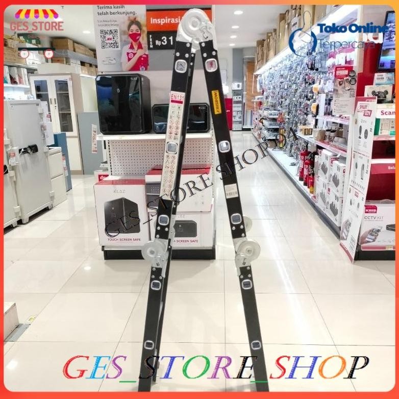 Terlaris Krisbow Tangga Lipat Aluminium Steel 3.13 Meter Hitam/Tangga Lipat Aluminium Multifungsi 3.