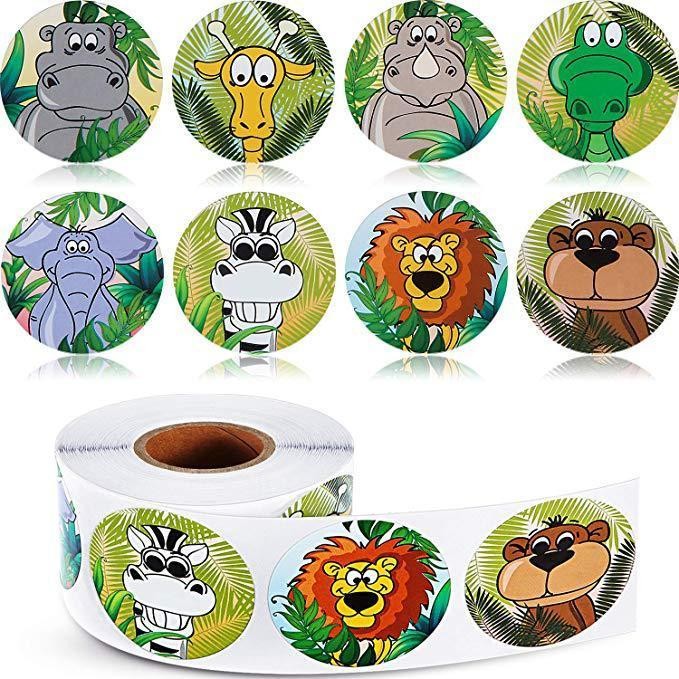 

500 Pcs Hewan Stiker Roll Untuk Jungle Safari Dekorasi Pesta Ulang Tahun