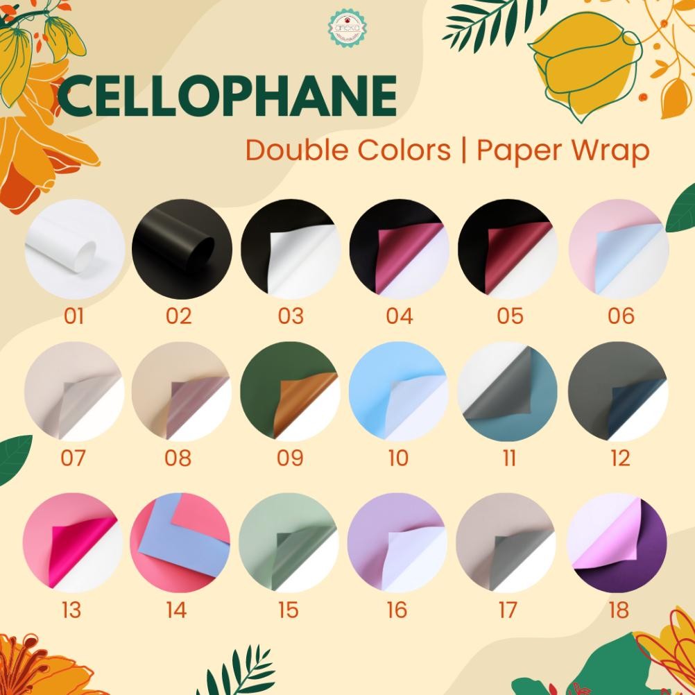 

ANEKA - [ 20 Lembar ] Kertas Cellophane Buket Bunga [ Double Colors ] Flower Wrapping Paper Celophane Nugi