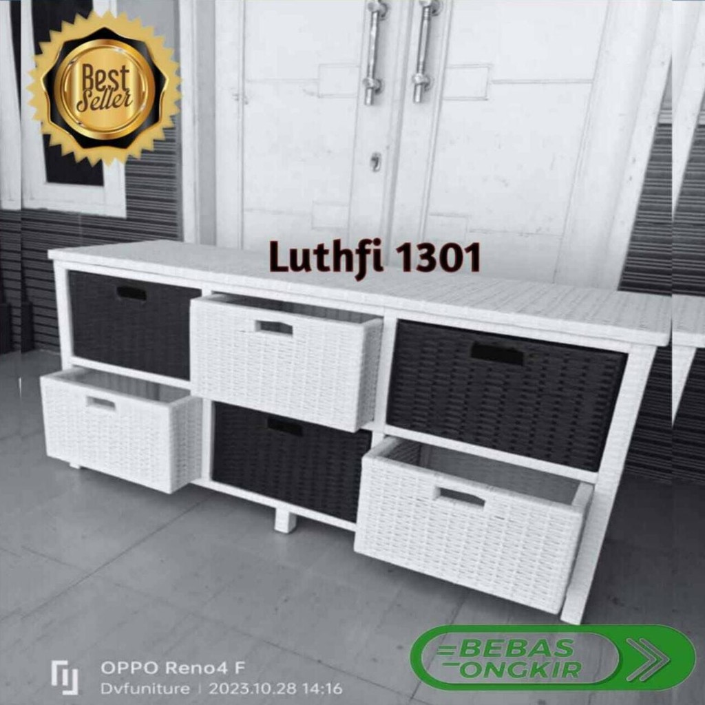Lemari Laci Isi 6 Full Laci Rotan Sintetis