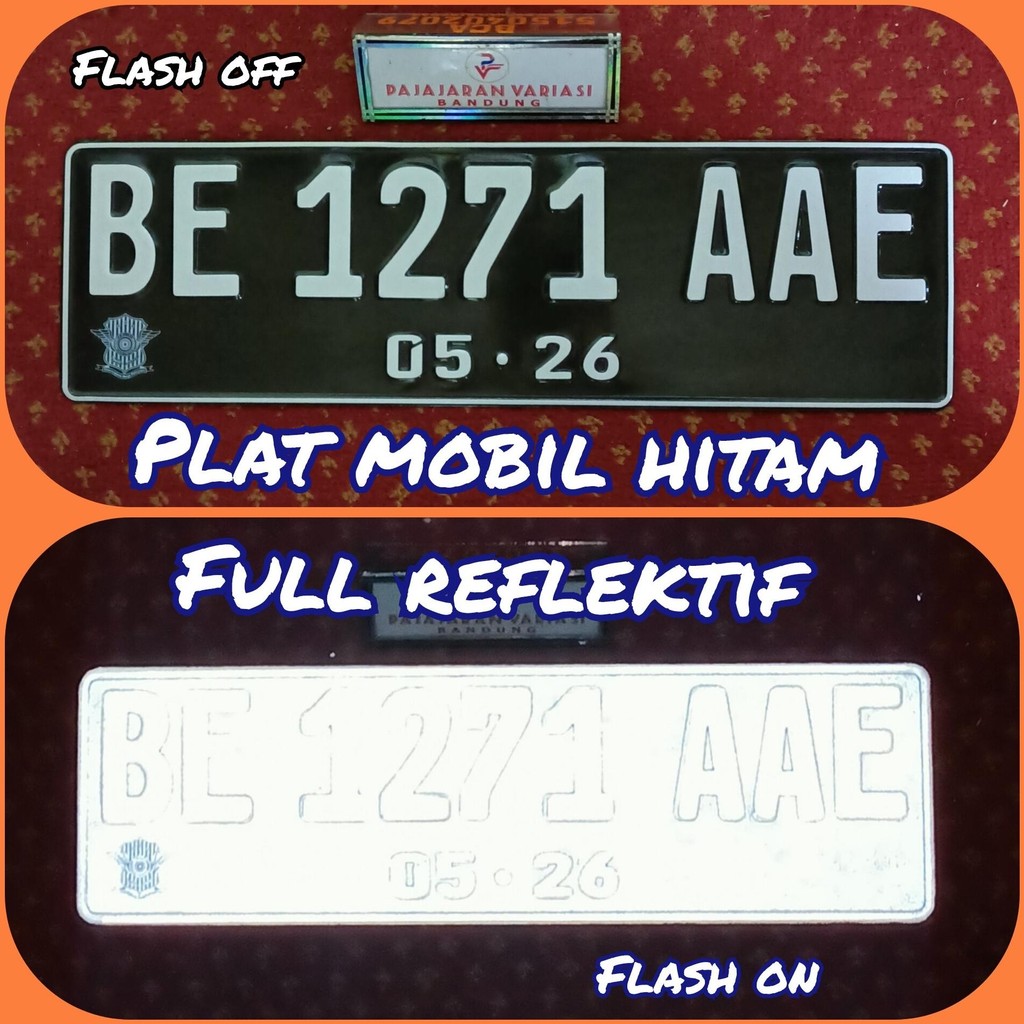 plat nomor mobil hitam full reflektif
