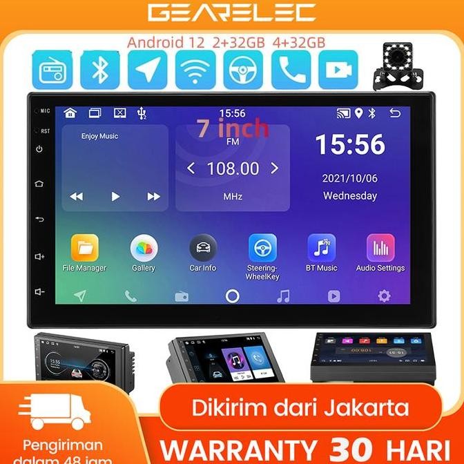 TERMURAH - Head Unit Android 12 Double Din 7 inch Skeleton Bluetooth Wifi GPS