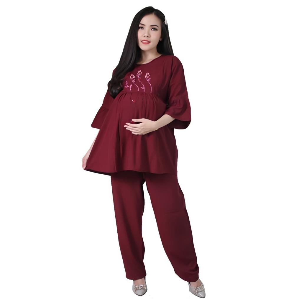 [kajirtjaya - ] Setelan Baju Hamil Celana Hamil Panjang Pakaian Ibu Hamil Katun Allsize