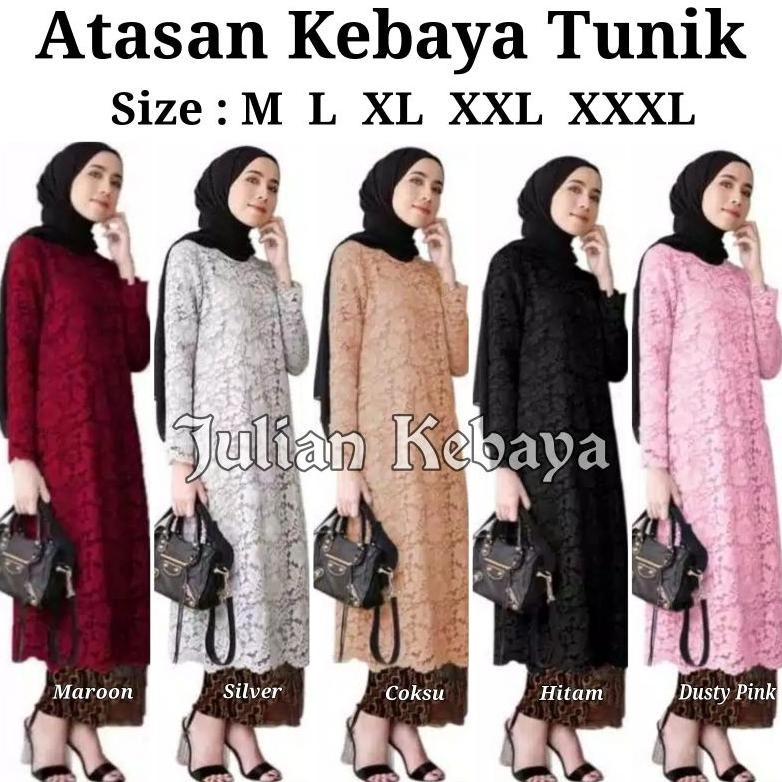 DR263>> KEBAYA BROKAT TUNIK / TUNIK BRUKAT / ATASAN KEBAYA TUNIK BROKAT MODERN MUSLIM / KEBAYA