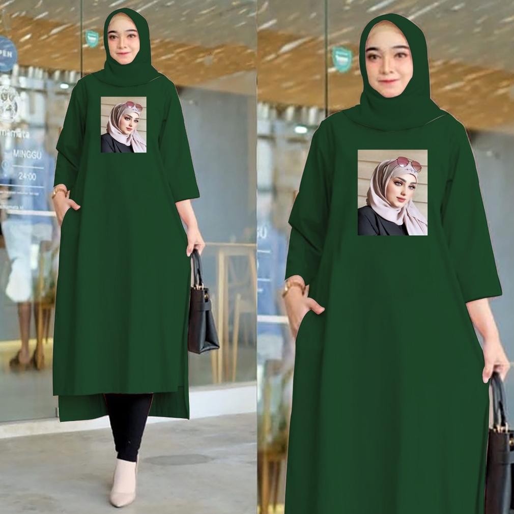 Terbaru - LONG TUNIK WANITA TUNIK BAJU WANITA LONG TUNIK ATASAN WANITA Gamis .,