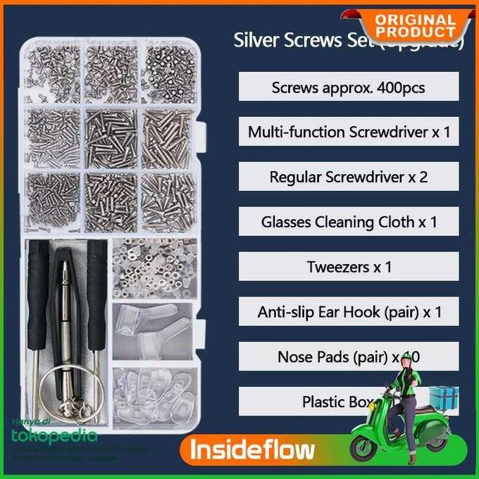 BAUT SEKRUP MUR SKRUP KECIL SET REPARASI SERVIS KACAMATA JAM TANGAN