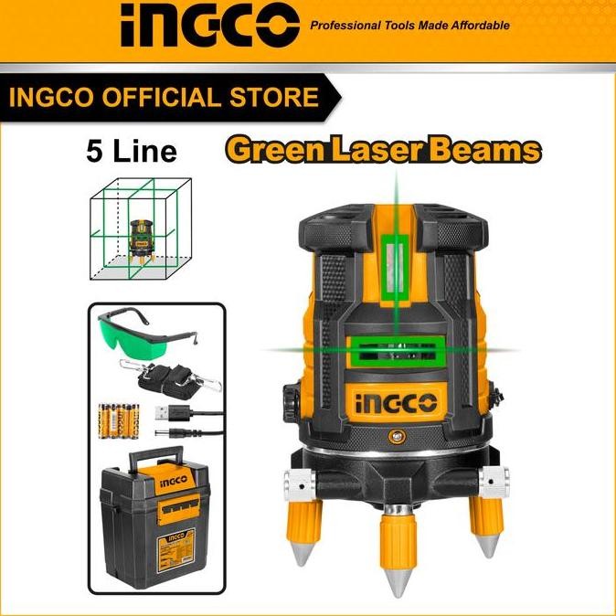 HLL305205 METERAN 5 GARIS LINE LEVEL CROSS GREEN LASER 30 METER INGCO