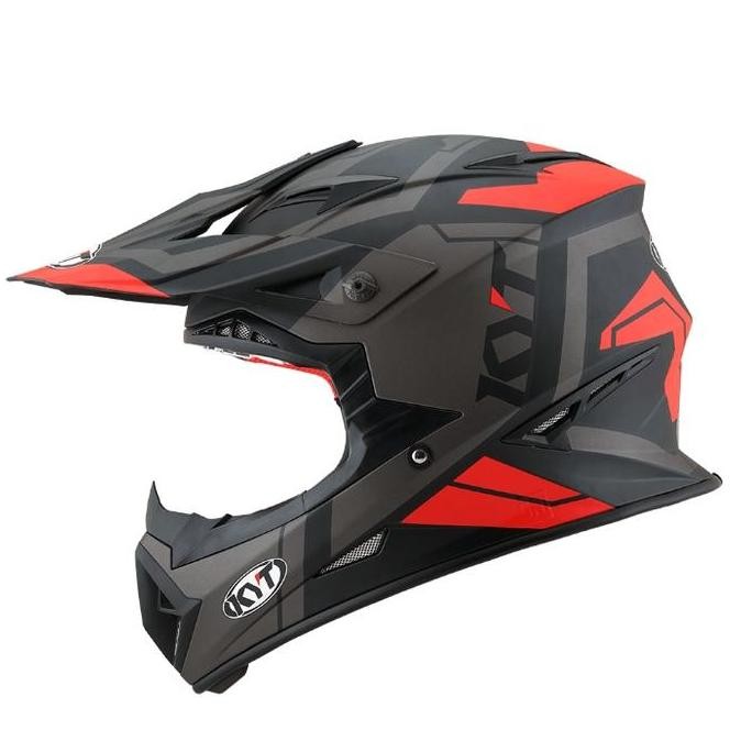 Termurah Helm Cross Kyt Jumpshot #3 - Black Matt / Red Fluo