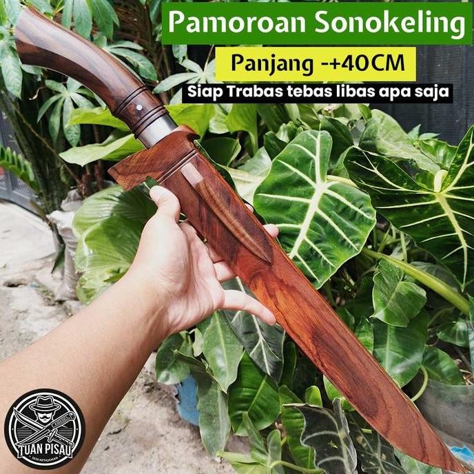 Golok Pamoroan Kayu Sonokeling Bahan Baja Per Asli Panjang 40cm Best Seller Bisa COD