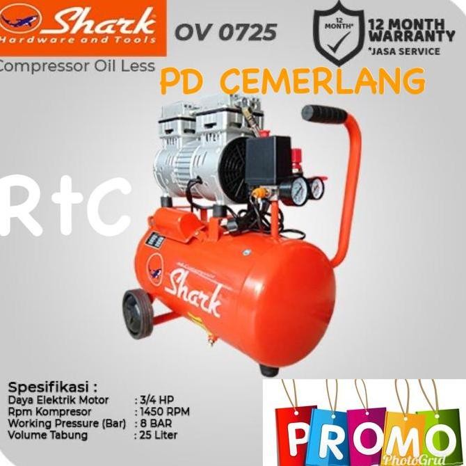 Kompresor angin listrik oilless tanpa oli shark lakoni harga promo