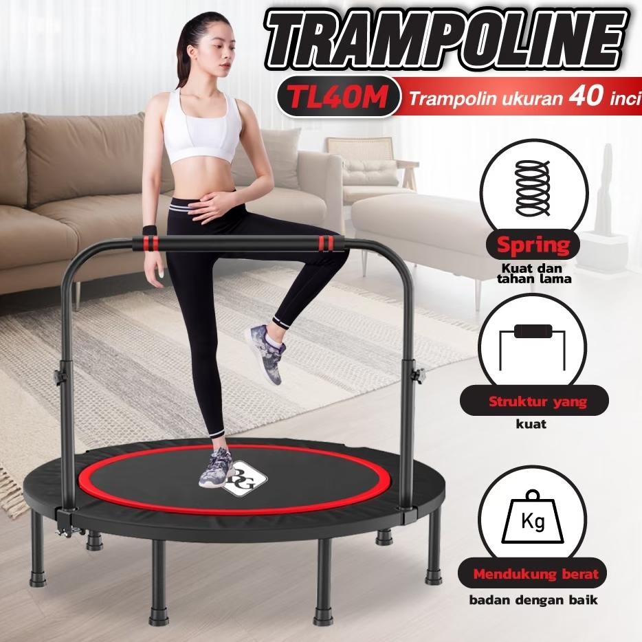 Trampoline Handle Dewasa Alat Olahraga Lompat Trampolin Bermain Anak Indoor Outdoor