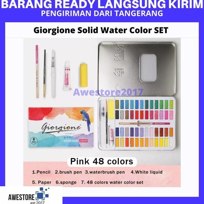 

Terlaris Giorgione 48 Warna Colors Solid Watercolor Cat Air Box Set Kuas Lukis Ready Stok