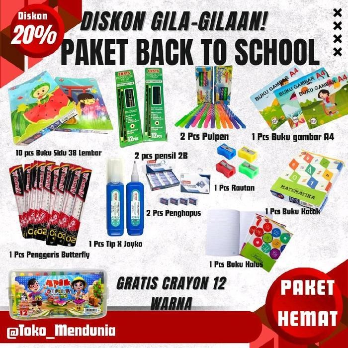 

Paket Hemat Anak Sd Masuk Sekolah Paket Alat Tulis Stationery New Best Quality 100% Original