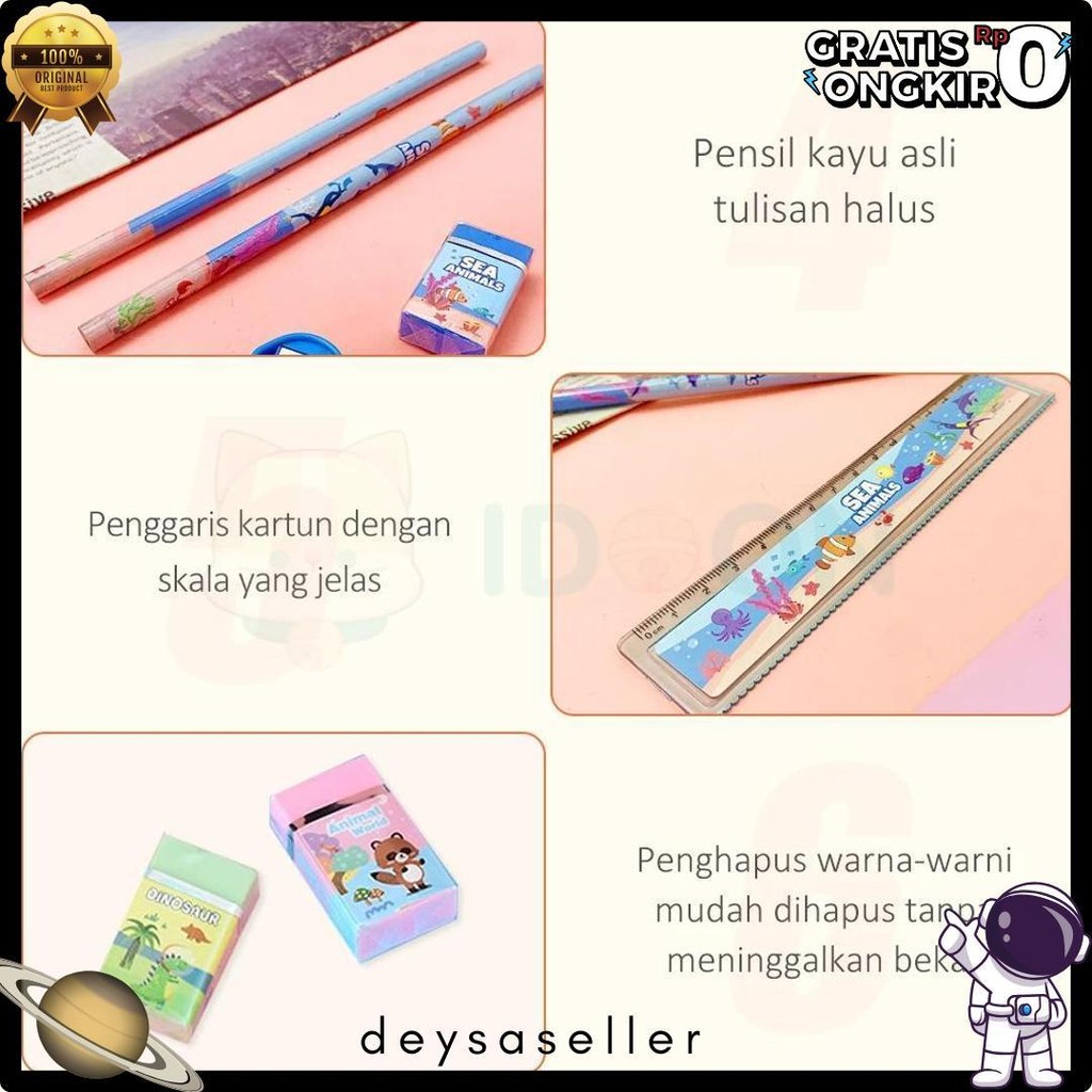 

Idoon Stationary Set Kotak Pensil Anak Set Stationery Alat Tulis Kotak Pensil Karakter Diskon