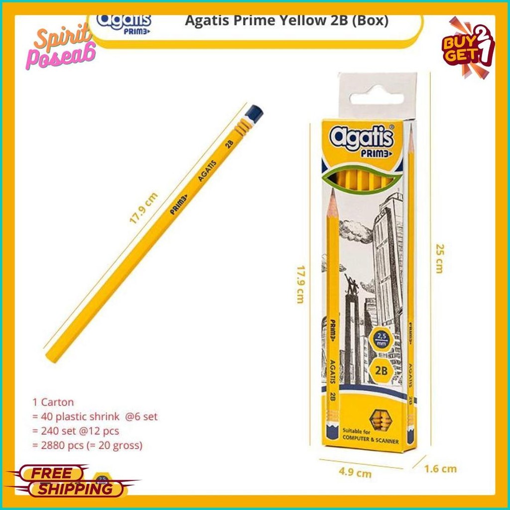 

Agatis Pensil 2B Prime Series (Isi 12 Pcs) - Pensil Ujian Hitam Kuat & Tajam Diskon