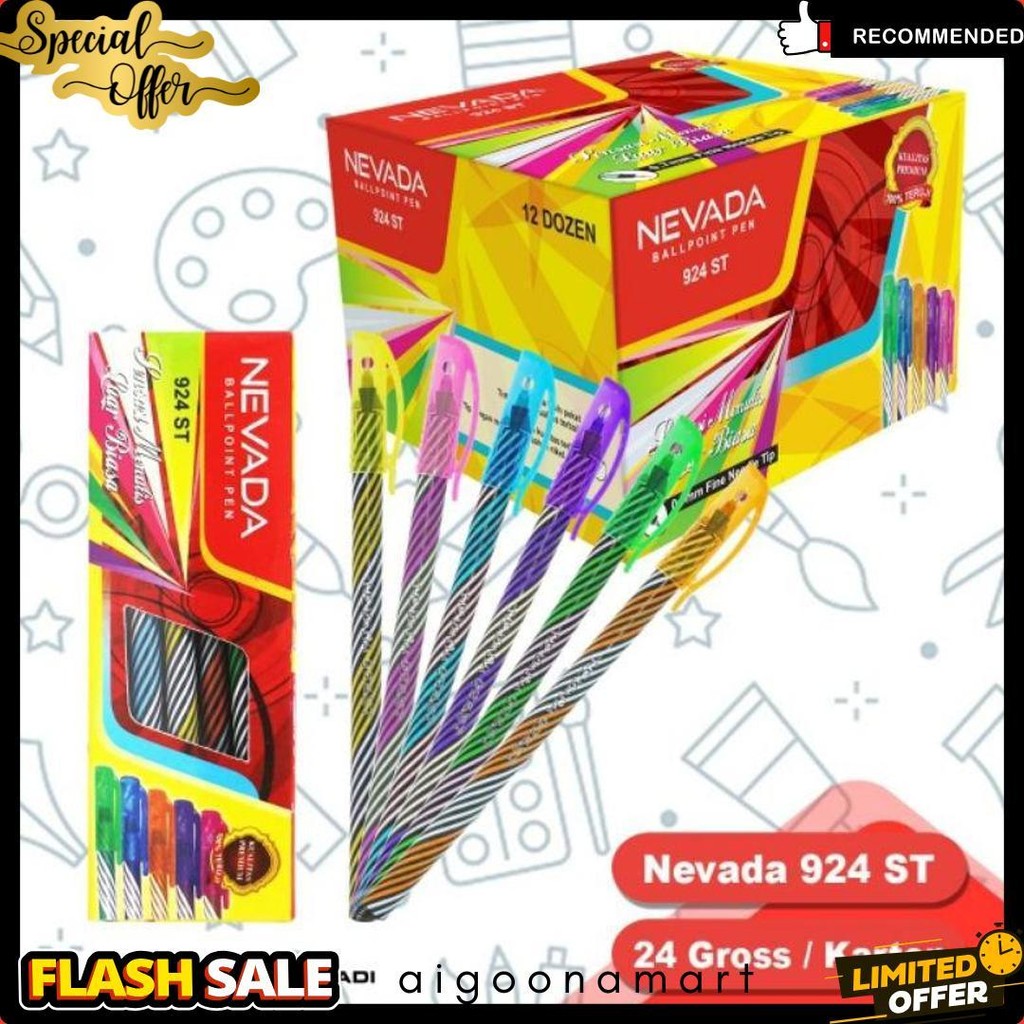 

Bolpen Ulir Nevada 12 Pcs Tinta Hitam Nyaman Diskon
