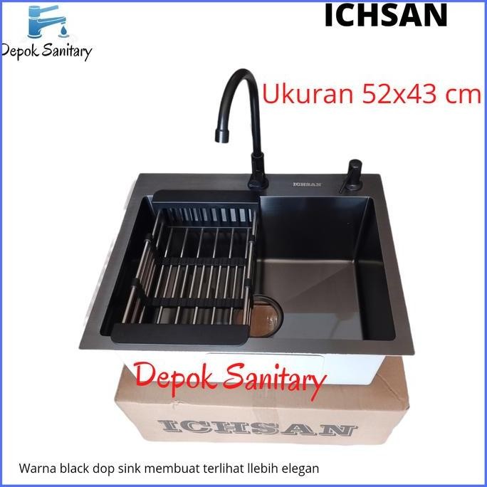 Premium KITCHEN SINK STAINLESS HITAM BLACK 5243 / PAKET KITCHEN SINK -ICHSAN