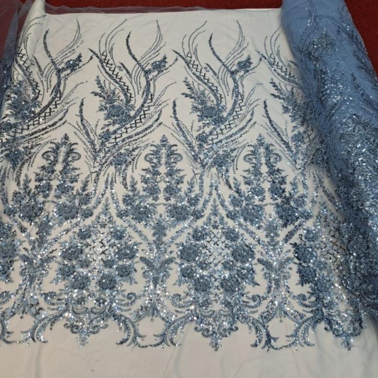 DF180>> Kain tille full payet korea new,bahan tile korea full payet dan bordir,kain tulle payet mete