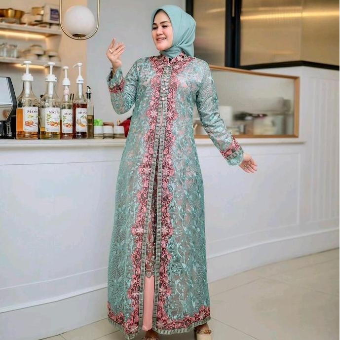 BEST SELLER GAMIS SHANGRILLA BAHAN TILE BORDIR TEMPEL DADA-GAMIS PESTA MEWAH KEKINIAN 2024 SIMPLE DA