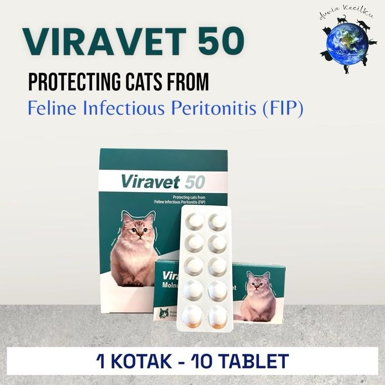 Viravet 50 Obat Fip Kucing Fip Tablet Fip Basah Fip Kering Fip Neuro 1 Kotak 10 Tablet