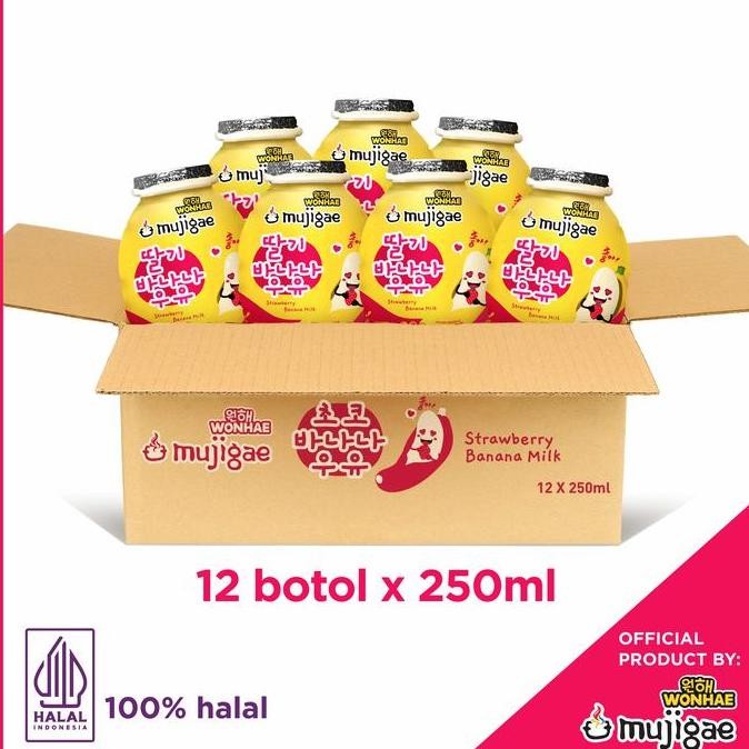 

Paket 12pcs Mujigae Wonhae Banana Milk Strawberry 250ml Termurah