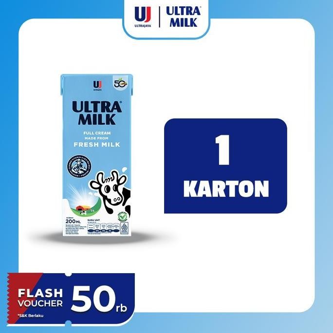 

Ultra Milk Susu UHT Full Cream 200ml Karton 24pcs Termurah
