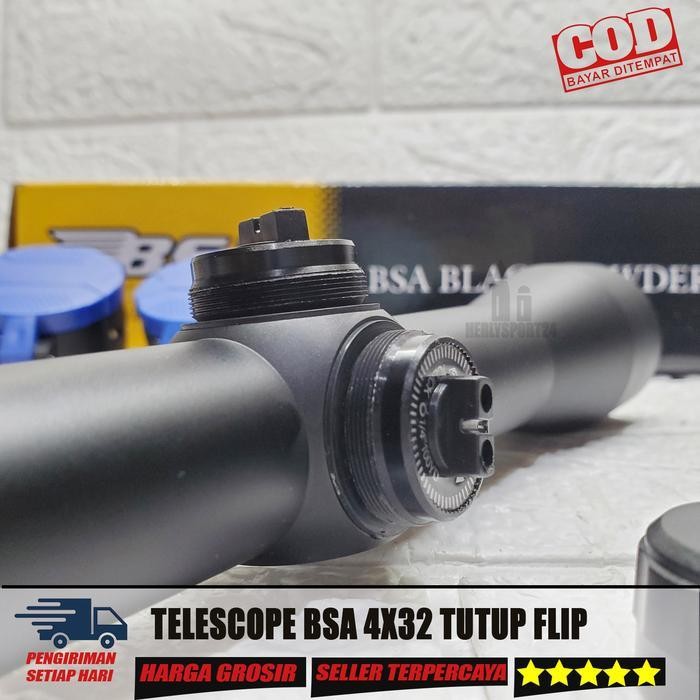 Teleskop Bsa 4X32 Telescope Bsa 4X32 Bsa Black Powder 4X32 Ringan Original Dan Terpercaya