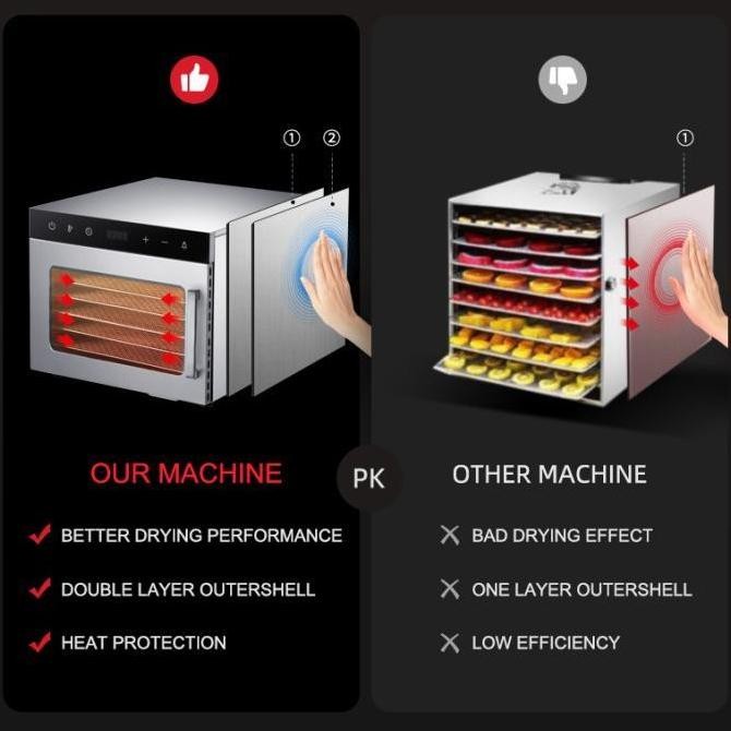 PAPALOLO Drying Stainless Steel Food Dehydrator Machine 6 Trays (oven) SS
