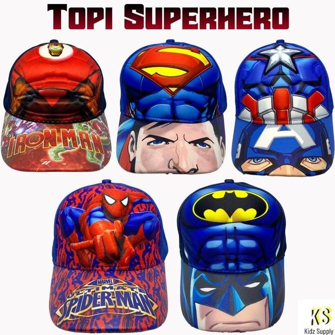 Topi Anak Laki Laki Timbul Kidz Supply gambar Marvel spiderman ironman