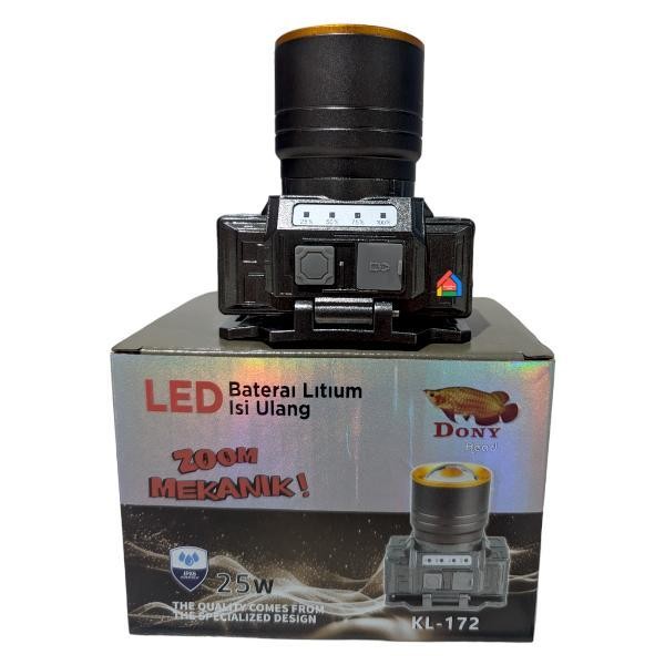 Senter Kepala Dony Kl-172 Zoom Mekanik (25 Watt) / Dony Senter Kepala Kl172 Zoom Cahaya Fokus Dan Me