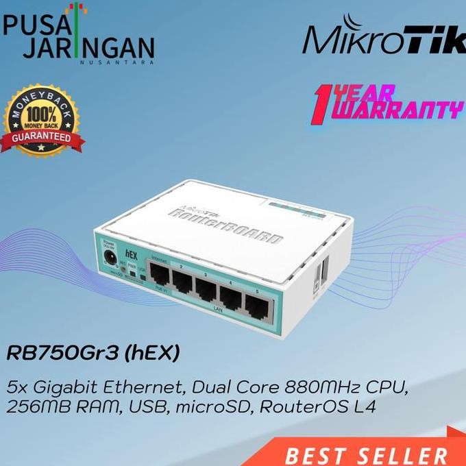 MIKROTIK RB750GR3 MIKROTIK ROUTER INDOOR GIGABIT RB750GR3 (HEX) ORIGINAL DAN TERPERCAYA