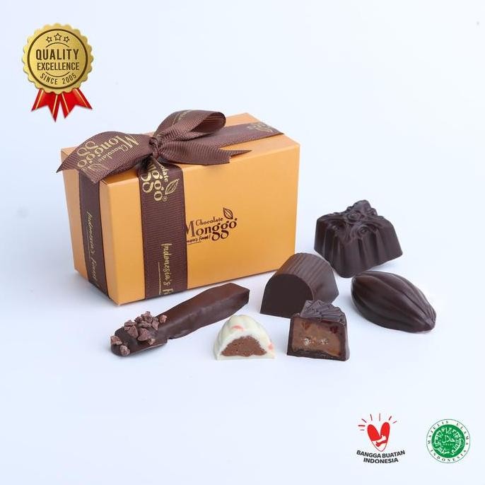 

Chocolate Monggo Praline Discovery Box 6pcs Cokelat Premium Gift Set Termurah