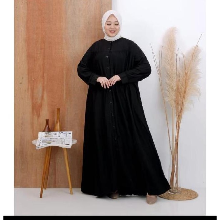 Gamis Hitam Jumbo Ld 130 Cm Ld 145 Cm Model Polos Kekinian